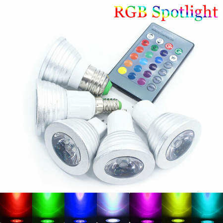 Ranpo RGB LED Spotlight Bulb with Remote Control, 16 Colors