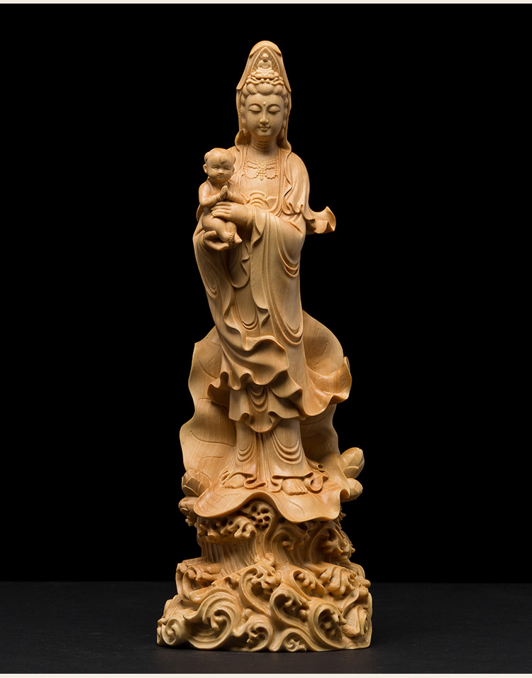 24k Gold Guan Yin Buddha Statue - Exquisite Solid Wood Carving, Perfect for Home Decoration, Symbolizing Compassion, Protection, and Spiritual Enlightenment, Ideal Feng Shui Accent for Creating a Luxurious and Peaceful Atmosphere ราคา 2,917 บาท*ส่งฟรี