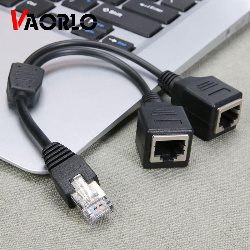 VAORLO RJ45 1 Nam Đến 2 Nữ Ổ Cắm Cổng LAN Mạng Ethernet Splitter Y Truyền Ổn Định Cat5 Cáp Bộ Điều Hợp Dễ Dàng