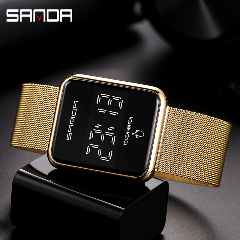 SANDA Men Watch Touch Screen Waterproof Sports Watch Digital Fashion Multifunctional Stainless Steel Men's Watch ราคา 281 บาท*ส่งฟรี