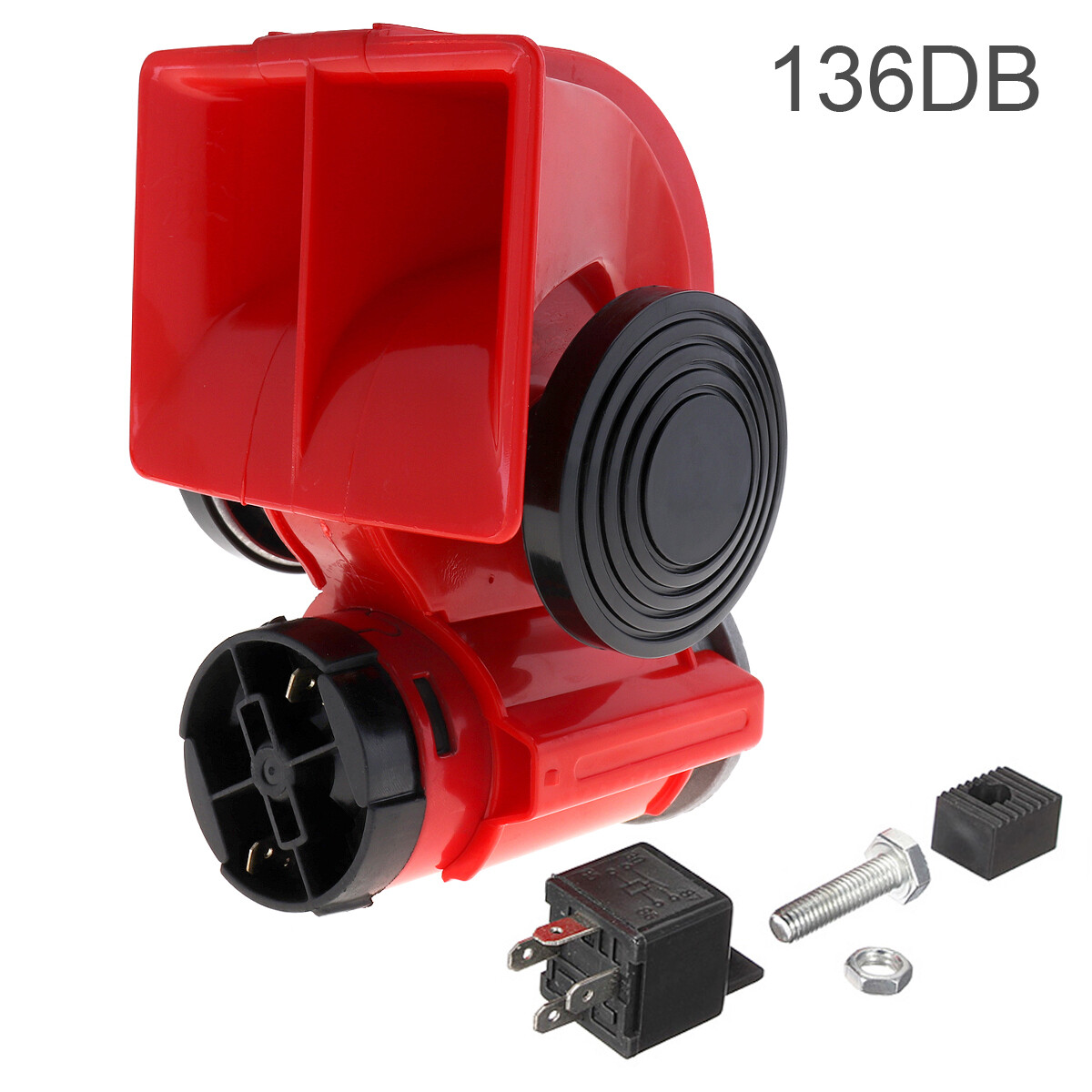  Còi Hơi Âm Thanh Kép Nhỏ Gọn Hình Ốc Sên Lớn Xe Tải Màu Đỏ 136dB 12V Xe Mô Tô RV 