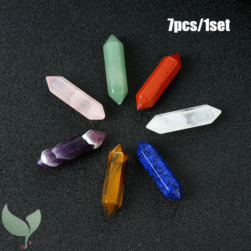 Tinh thể chữa bệnh luân xa 7 cái/bộ đũa đá luân xa tự nhiên bộ đũa đá quý điểm pha lê chữa bệnh reiki dùng để trị liệu bằng pha lê thiền định cân bằng luân xa