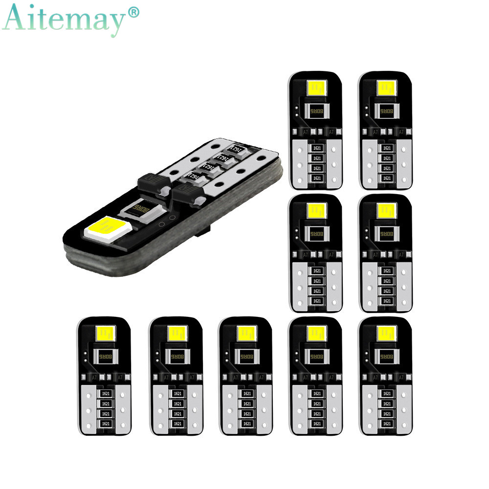 Aitemay 10 Chiếc Bóng Đèn Led T10 W5W 3030 168 194 Đèn LED Canbus Đọc Giấy Phép Đèn Tín Hiệu Trắng Dạng Tấm Vòm Đèn Nội Thất Xe Hơi
