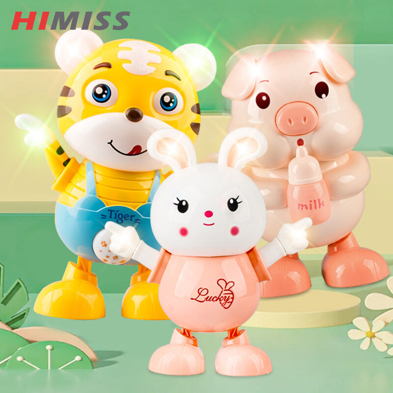 HIMISS RC Cartoon Animals Dancing Robot Toys For Boys Girls With Music Led