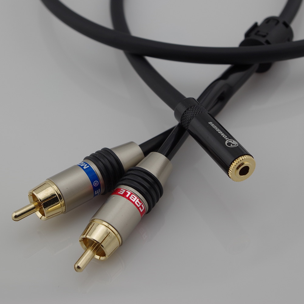 Cáp rca hifi cáp âm thanh 2rca đến 3.5 cáp âm thanh aux rca jack 3.5mm cho bộ khuếch đại loa tai nghe dây cáp chia chữ y -