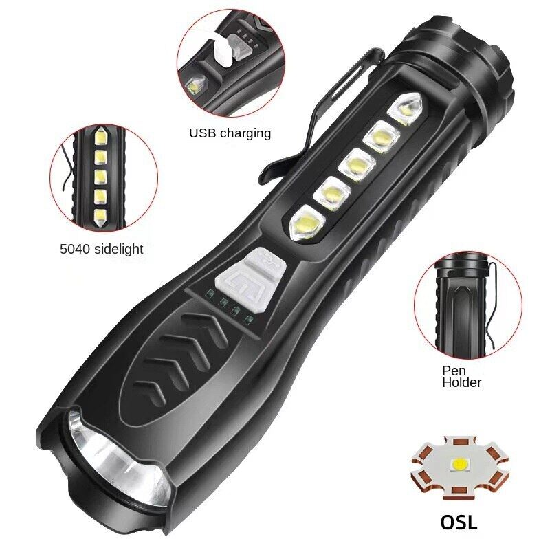 Đèn pin chiếu sáng cob nguồn sáng kép mới đèn pin mini ngoài trời sạc usb