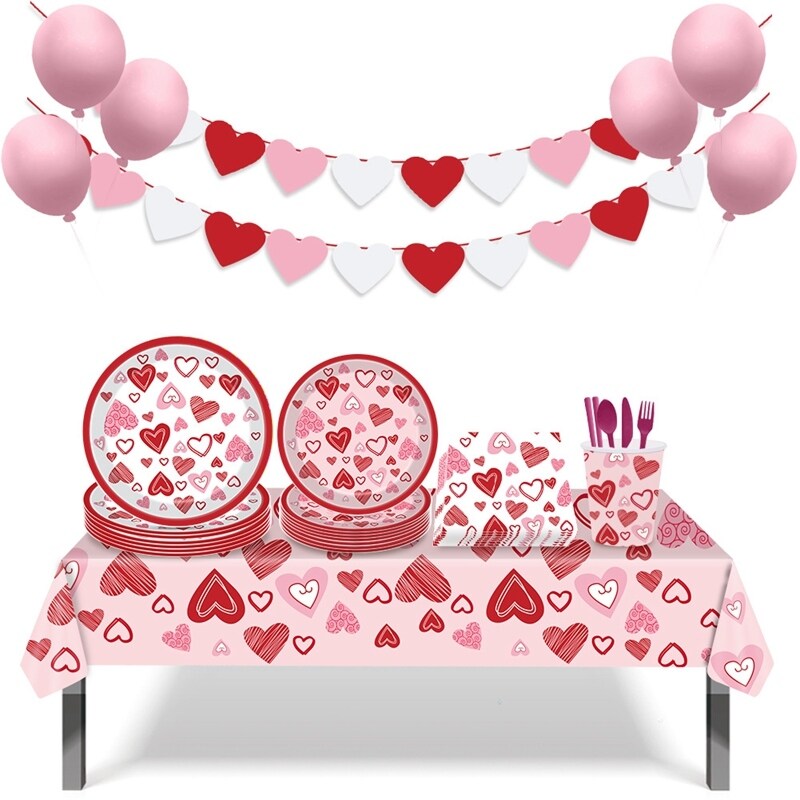 [A HOT] Valentine 39;s Day Table Cloth Red Heart Anniversary Wedding Valentines Birthday Party Decoration Disposable Tablecloth Tableware ราคา 304 บาท*ส่งฟรี