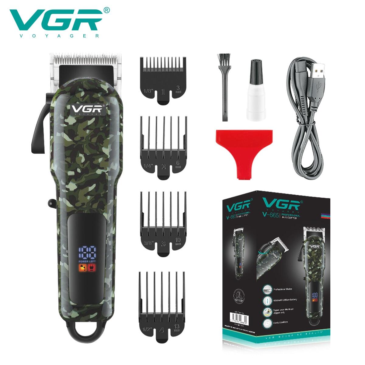 Vgr tông đơ cắt tóc tông đơ cắt tóc chuyên nghiệp máy cắt tóc điều chỉnh được tông đơ điện hiển thị kỹ thuật số cho nam v-665