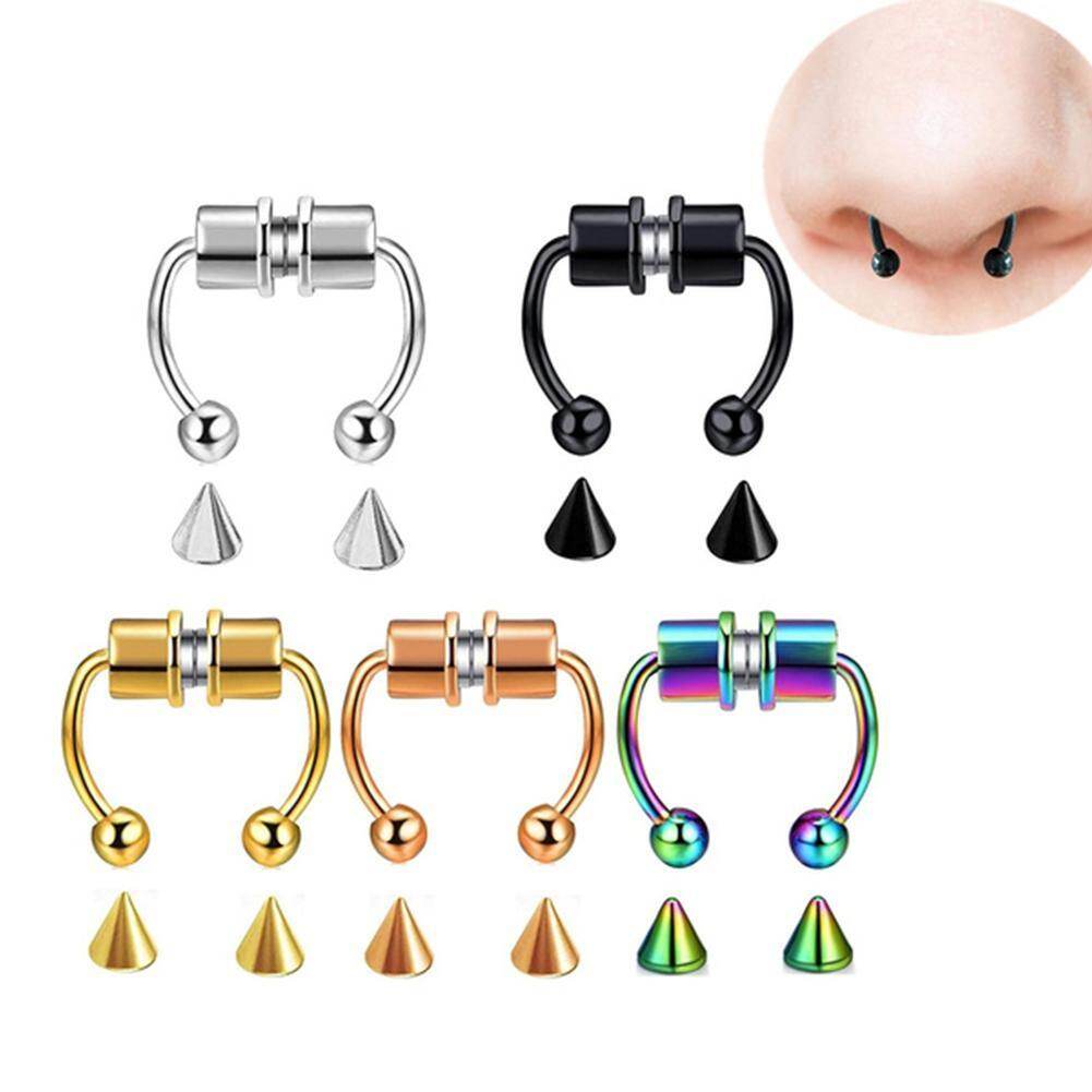 Nhẫn Mũi Mới 2021 Nhẫn Mũi Giả Từ Tính Bằng Thép Không Gỉ Hợp Kim Tái Sử Dụng Nhẫn Móng Ngựa Không Xỏ Khuyên Trang Sức Cho Quán Bar Tiệc Tùng