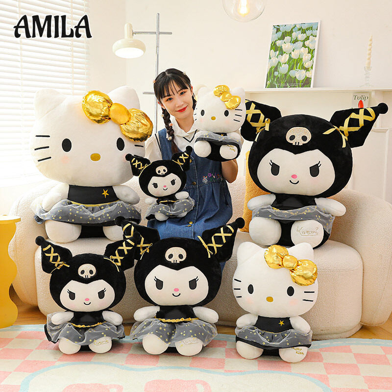 AMILA Sanrio Black Gold Series Kulomi Doll HelloKitty Plush Toy Doll Doll