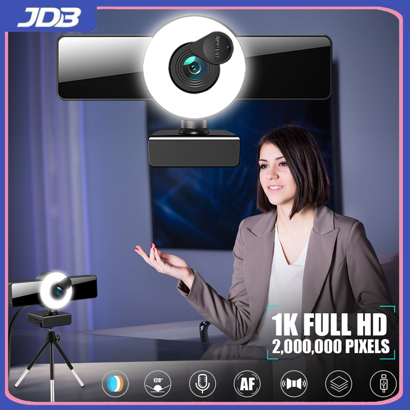 Camera Máy Tính JDB 4K HD Đèn Lấp Đầy Ba Màu USB Live Streaming 1080, Có Micro Âm Thanh Beauty Wide Angle 2K