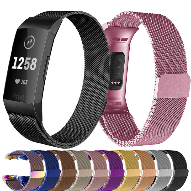 Vòng Đeo Kiểu MILAN Cho Sạc Fitbit 3 Dây Đeo Thay Thế Charge4 Dây Đeo Cổ Tay Đồng Hồ Bằng Thép Không