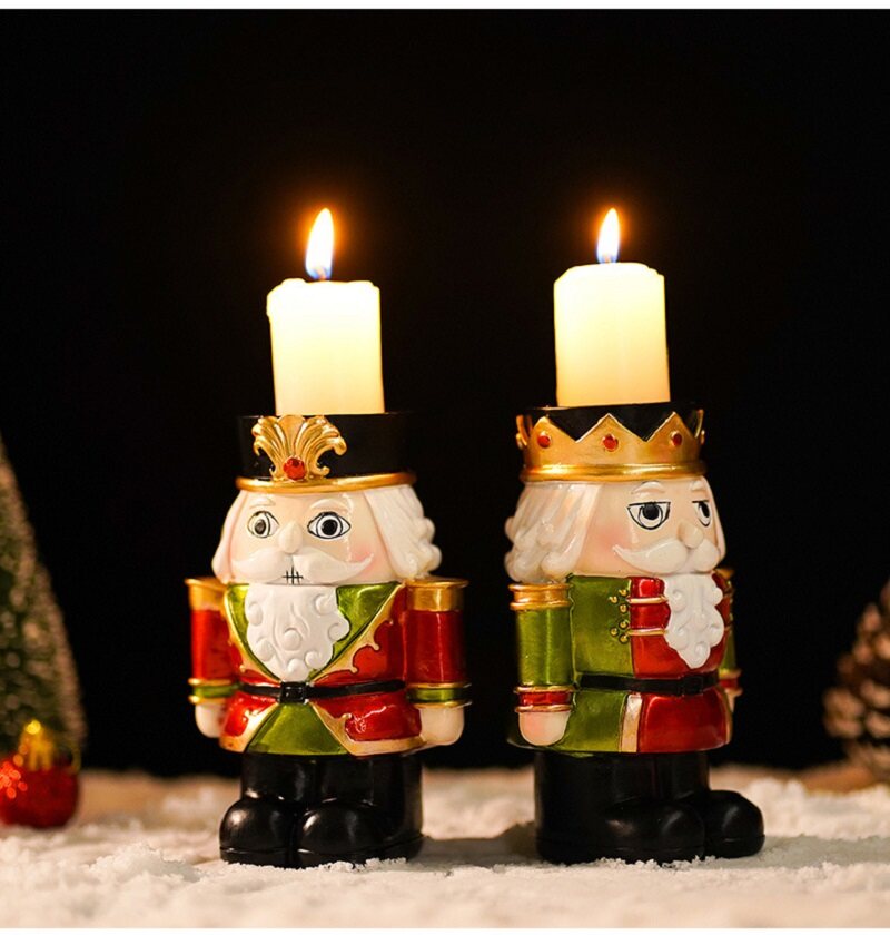 Nutcracker Chân đế nến bức tượng nhỏ bằng nhựa thu nhỏ búp bê lò sưởi trang trí Giáng sinh trang trí nhà
