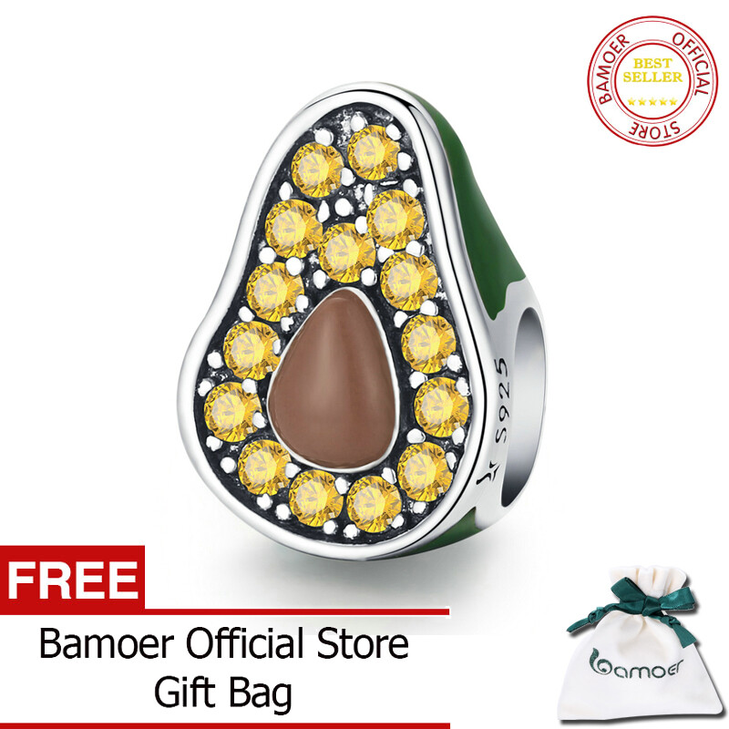 BAMOER Charm Hạt Zircon Hình Quả Bơ Mùa Hè Bằng Bạc Sterling 925 Cho Vòng Tay Nữ Phụ Kiện Tự Làm SCC1906