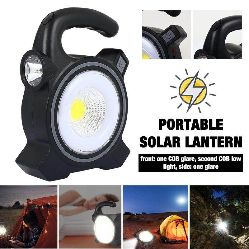 หลอดไฟพลังแสงอาทิตย์แสงจากแสงอาทิตย์ทนทาน COB กลางแจ้งสีดำโคมไฟในสวน