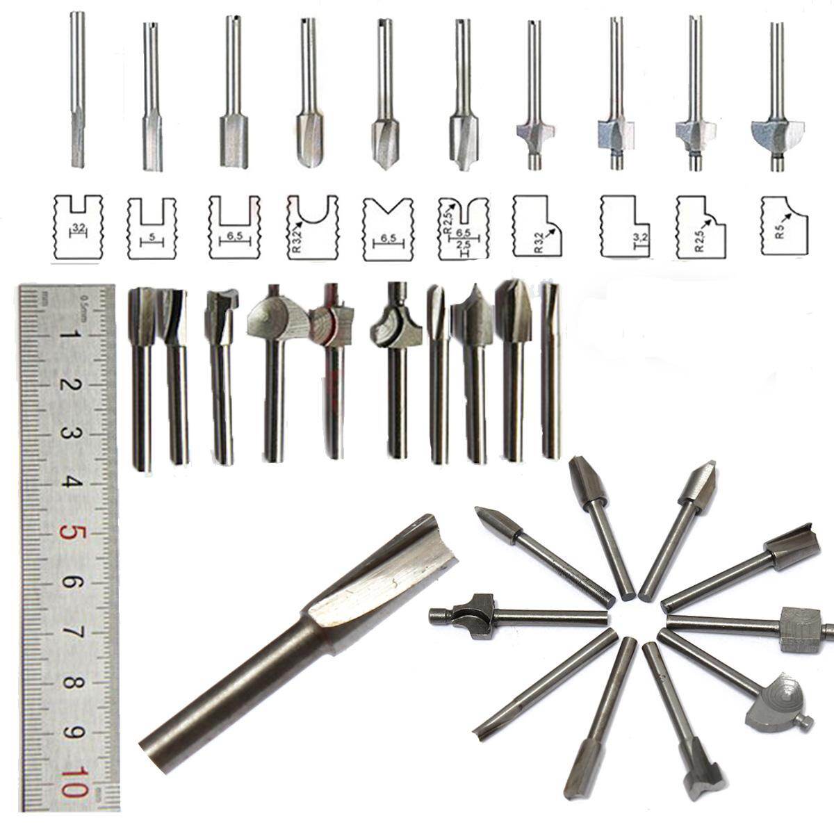 10 cái 1/8 ''shank Mini HSS Máy cắt gỗ mộc mũi dao cho dụng cụ xoay