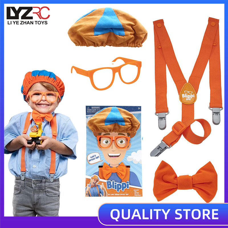 LYZRC Blippi Dress Up Set Includes Hat Glasses Bowtie and Suspenders