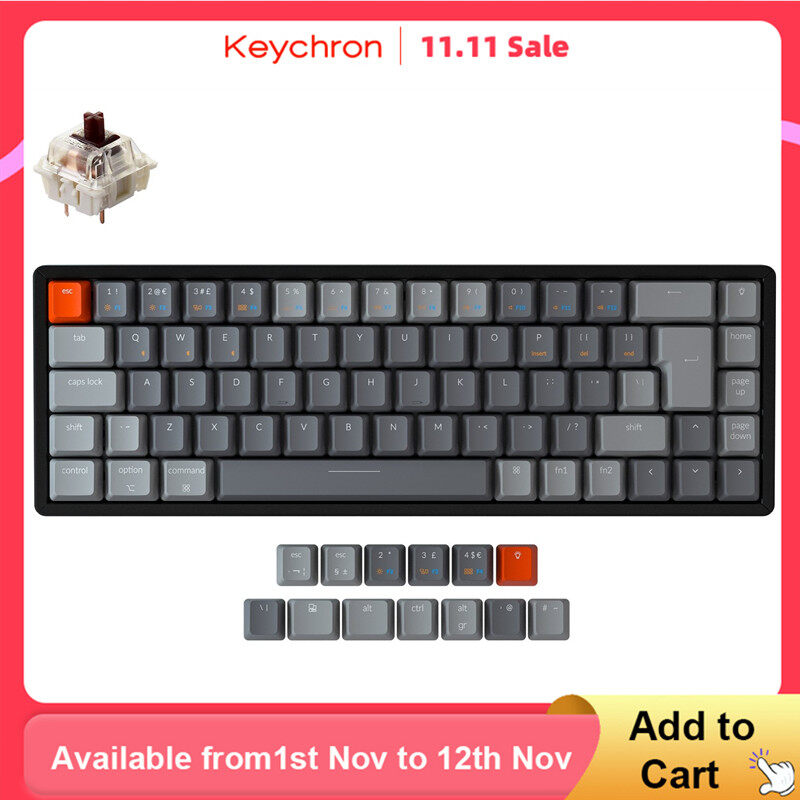 Keychron Công Tắc Gateron Đèn Nền RGB Bluetooth 68 Phím USB K6 Bàn Phím Cơ Máy Tính Khung Nhựa