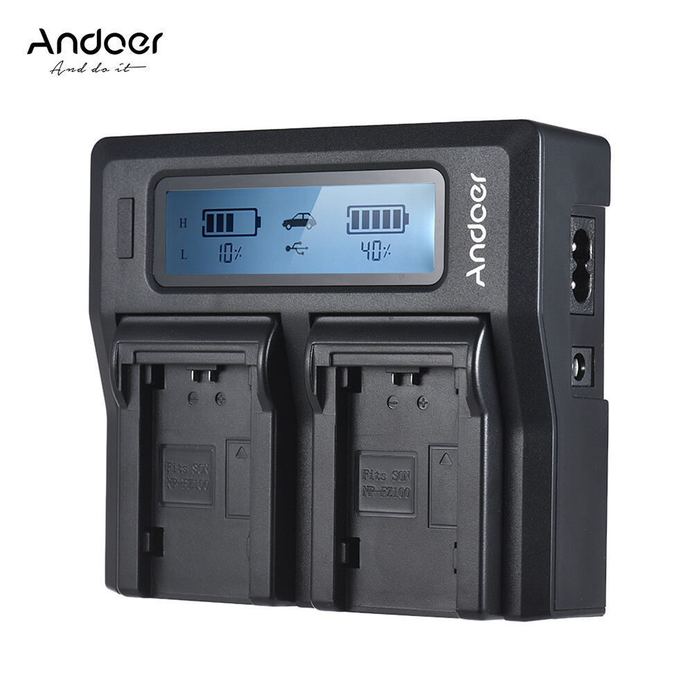 Andoer np-fz100 bộ sạc camera lcd hai kênh thay thế đối với sony a7iii a9 a7riii , a7siii eu cắm