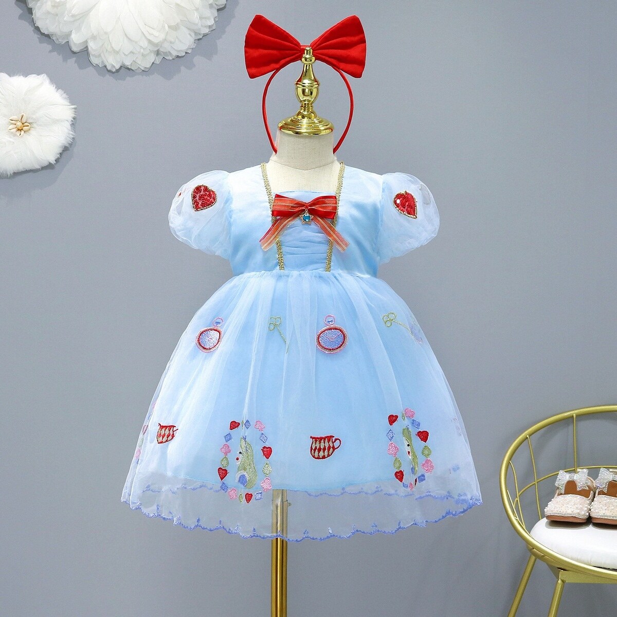 【jeansame dress】 Bé Cô Gái Ăn Mặc Trẻ Em Quần Áo Công Chúa Trang Phục Alice In Wonderland Cosplay Mù