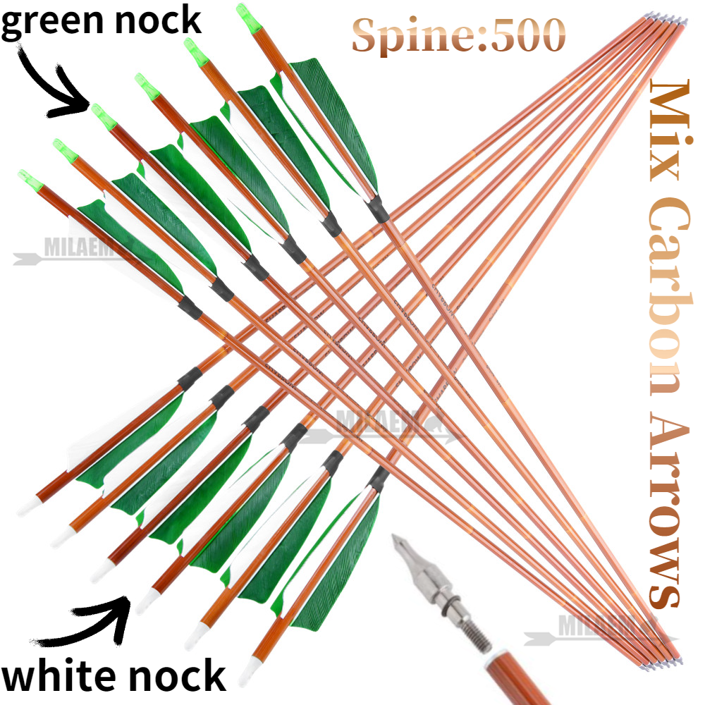 Mũi tên carbon 30inch với 4inchturkey feather bamboo skin spine500 để bắn cung ngược