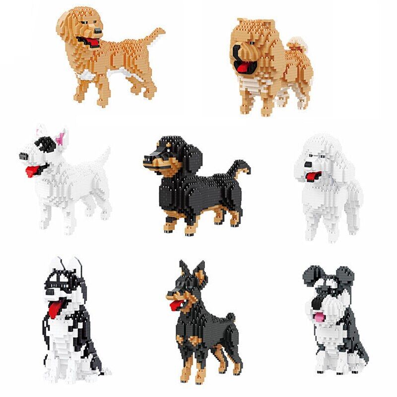 Small Building Blocks Pet Dog Series DIY Miniature Puppy Ornaments Assembled Building Blocks Children's Gift Toys No Box