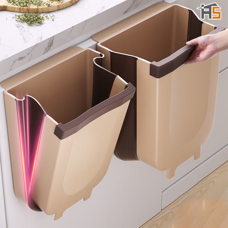 HANGDIAN【Miễn phí vận chuyển】Thùng Rác, Tủ Phòng Khách Gắn Tường Nhà Bếp Thùng Rác Gấp Trong Phòng Tắm Chất Thải Nhà Bếp Ô Tô Thùng Phân Loại Ướt Và Khô