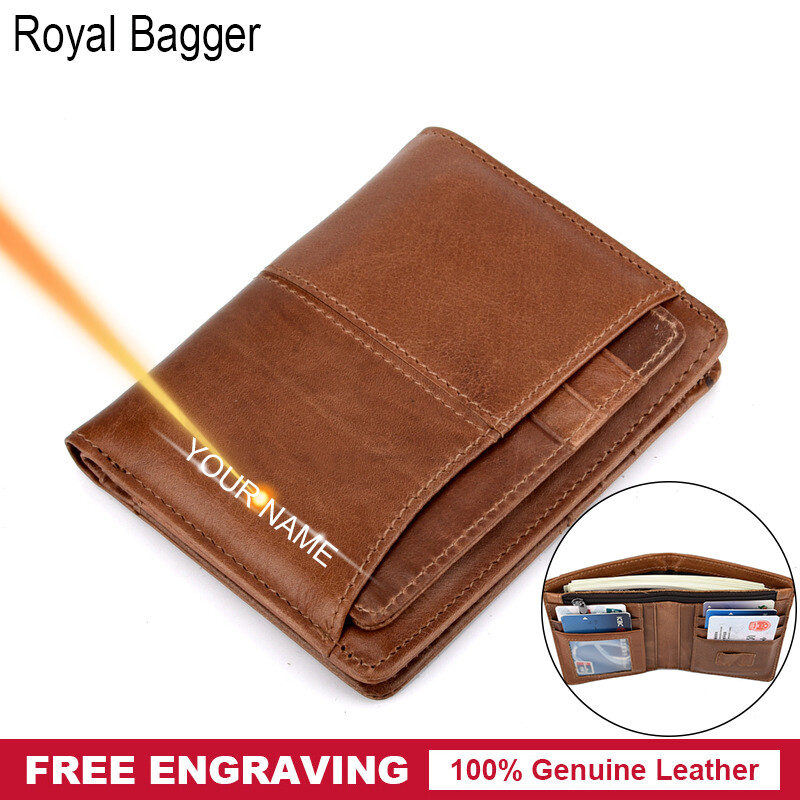 Ví hoàng gia bagger ví ngắn mới dành cho nam, túi ví cầm tay thời trang cổ điển bằng da bò thật kẹp thẻ
