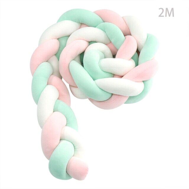 2M/3M เบาะรองนุ่มเด็กถักกันชน Knotted Plush ตกแต่งป้องกันเนอสเซอรี่ของขวัญหมอนสำหรับทารกแรกเกิด