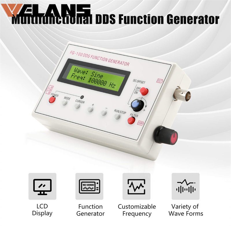 Máy phát tín hiệu chức năng dds fg-100 máy phát tín hiệu màn hình lcd sinewave 1hz ~ 500khz dạng sóng sóng răng cưa tần số vuông