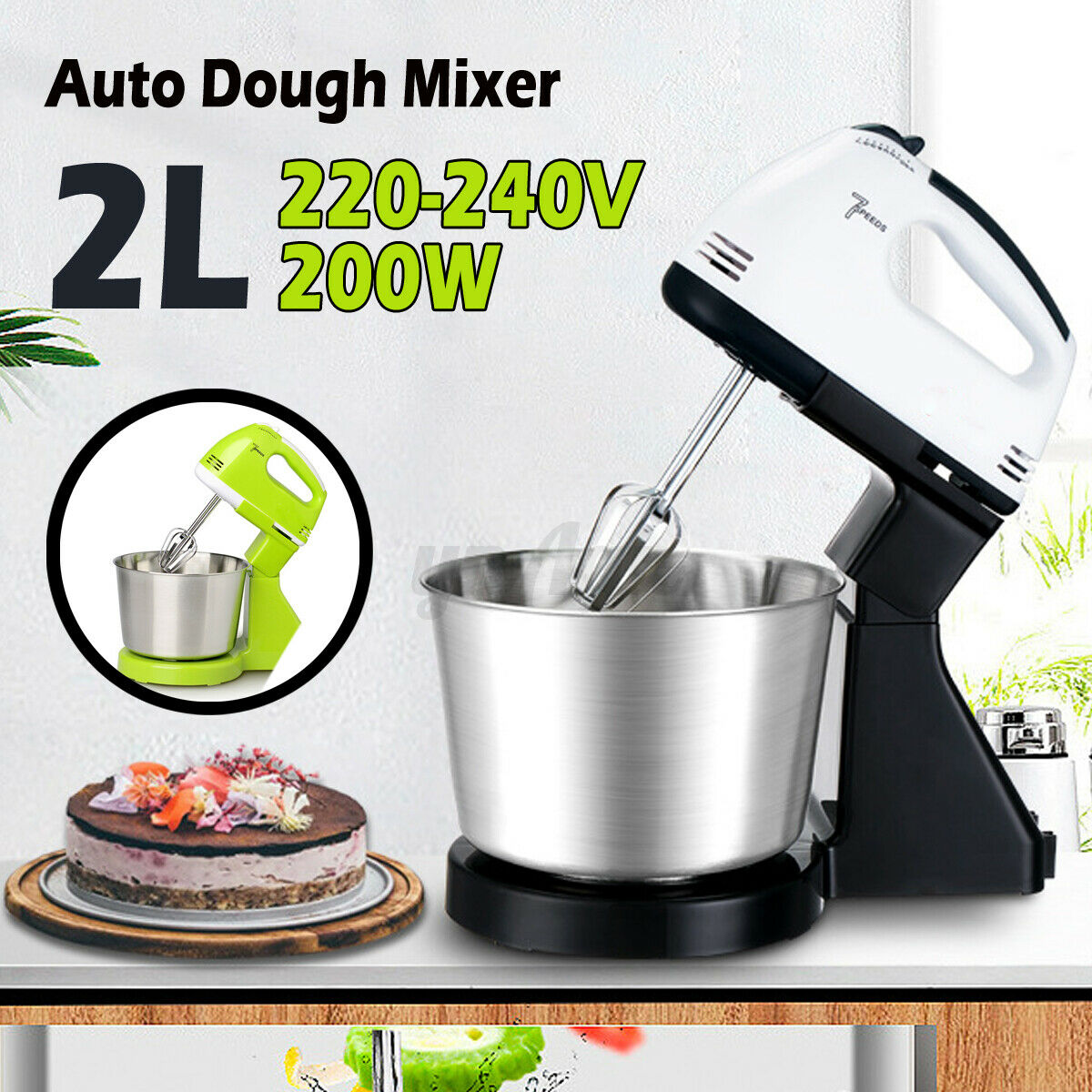 7 tốc độ khay bánh đồ đánh trứng máy xay sinh tố bát thức ăn điện móc nhồi bột máy đánh trứng eu/phích cắm chuẩn mỹ