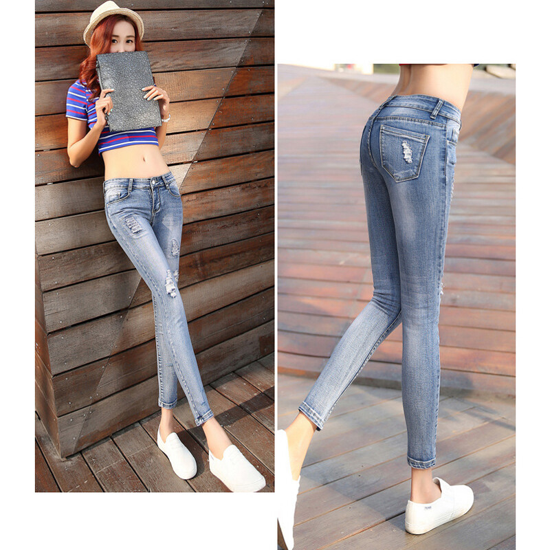 Quần bò hàn quốc thời trang mới bút chì gầy quần quần jean nữ cho nữ