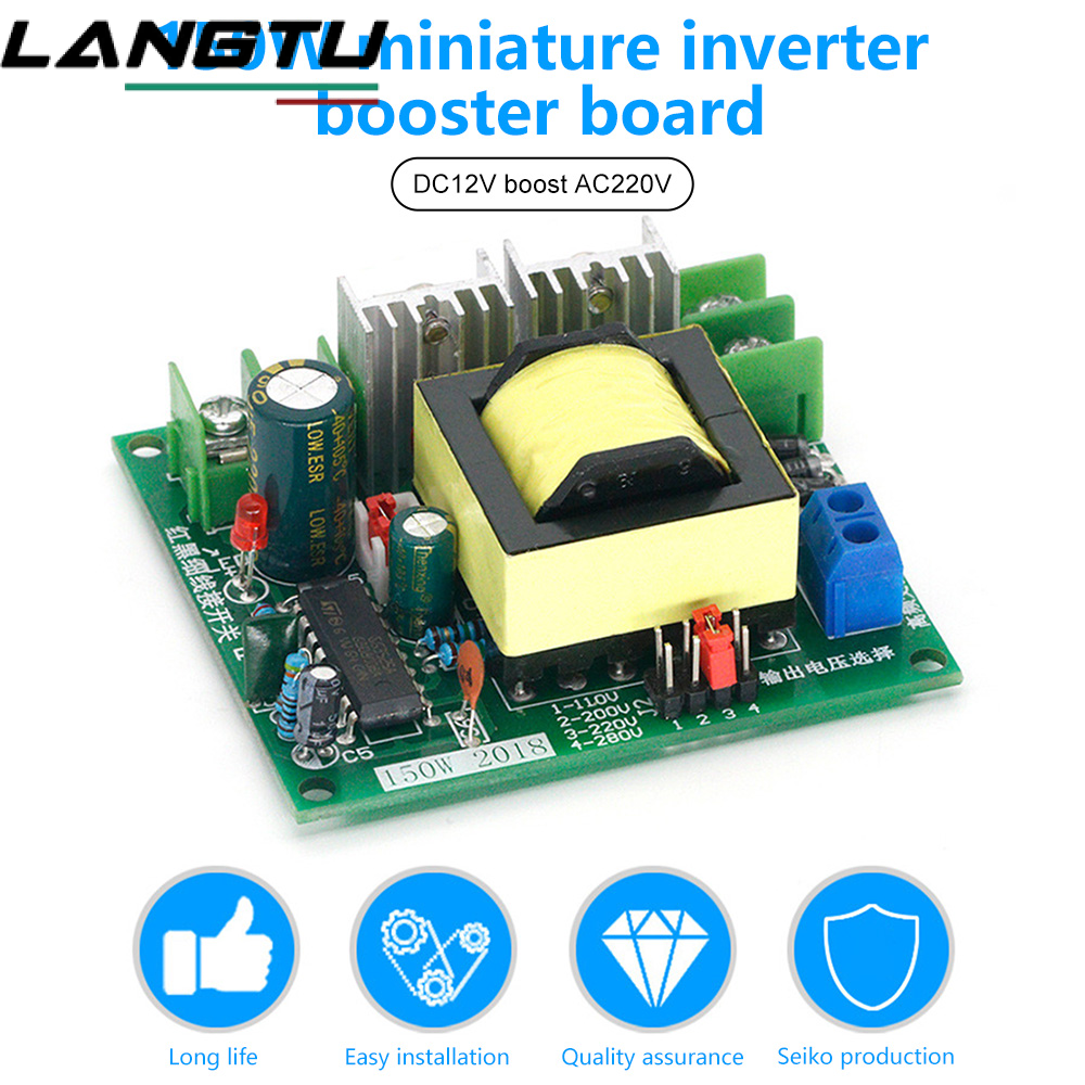 Langtu bộ chuyển đổi tăng áp biến tần 150w bảng mô-đun tăng áp biến tần dc 12v/24v sang 110v 220v