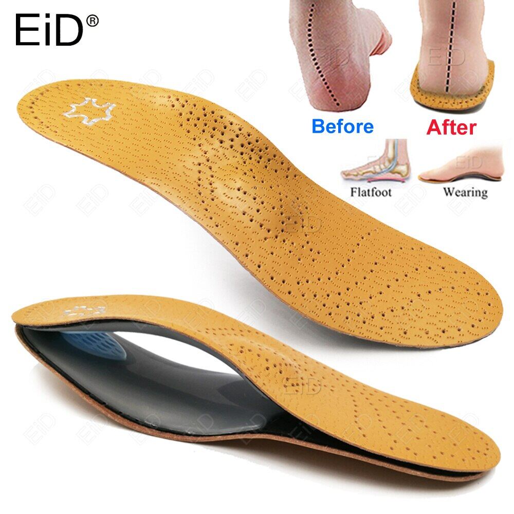  Leather orthotic insole for Flat Feet Arch Support orthopedic shoes sole Insoles for feet men women Children O X Leg corrected 