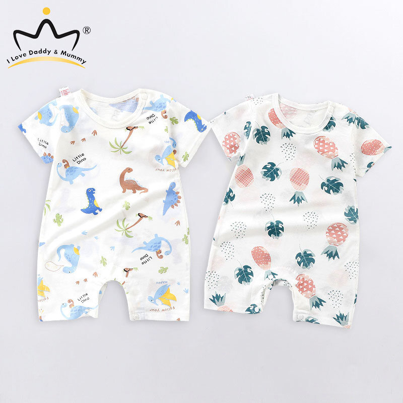 I Love Daddy & Mummy Quần Áo Trẻ Em In Hình Hoạt Hình Quần Áo Yếm Bé Trai Bé Gái Sơ Sinh Mùa Hè Quần Áo Áo Liền Quần Ngắn Tay Mềm Thoáng Khí Cho Trẻ Tập Đi