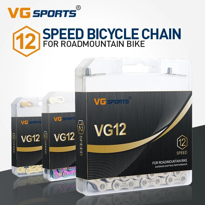 Vg xích xe đạp leo núi thể thao 12 tốc độ xích xe đạp leo núi nhiều màu rỗng nửa tốc độ bạc/cầu vồng/titan 12 tốc độ phụ tùng xe đạp liên kết 126