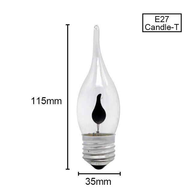 【♘COD Free Cas♘】 puchiyi Edison ngọn lửa bập bùng bóng đèn Led nến E14 E27 thi đua lửa chiếu sáng cổ điển 3W AC220V đuôi trang trí kiểu cổ điển đèn tiết kiệm năng lượng