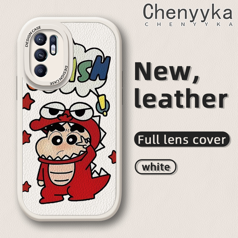 Chenyyka Casing For OPPO Reno 6 4G Reno 6 5G Case Cartoon Cute Crayon Shin-chan New Design Leather Phone Case Simple Soft Silicone Case Full Cover Camera Lens Protection Case Shockproof Case
