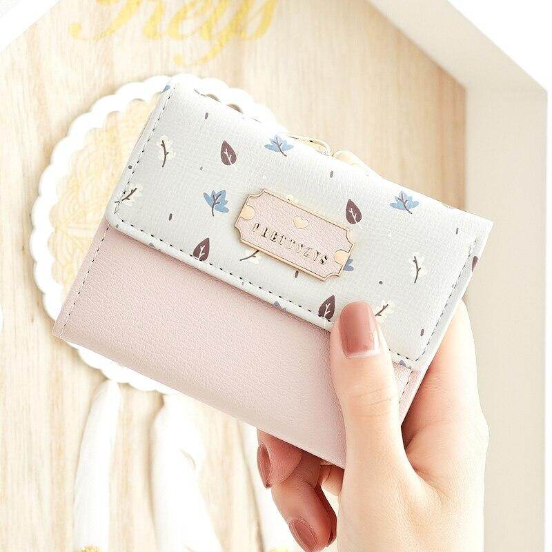 Tươi Ví Nữ Nhỏ Thiết Kế Ngắn Ví Đựng Tiền Xu Dễ Thương Gấp Ba Lần Đa-Chức Năng Thẻ In Chủ