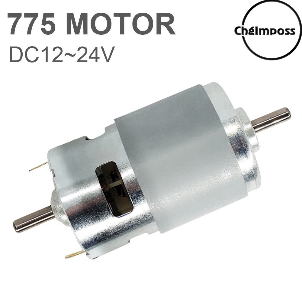 Chgimposs động cơ 775 dc 12v 24v trục đầu ra kép động cơ siêu nhỏ vòng bi đôi tự làm