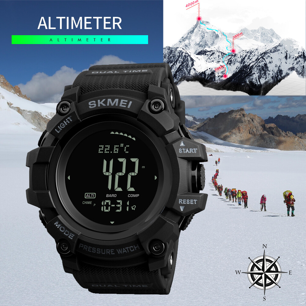 SKMEI Đồng Hồ Kỹ Thuật Số Thể Thao Đèn Nền LED Mới 1358 Đồng Hồ Đeo Tay La Bàn Đếm Bước Chân Đồng Hồ Đo Độ Cao Phong Vũ Biểu 30M Chống Nước