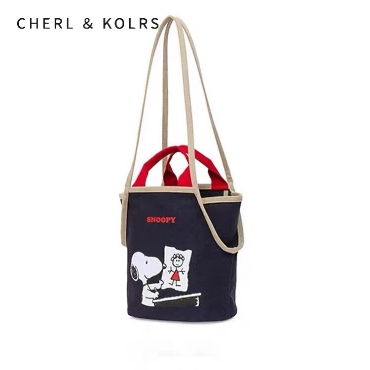 C & k vải bạt hàn quốc túi đeo vai nữ phim hoạt hình snoopy túi dung lượng lớn giản dị tote túi cá nhân đa năng tote túi
