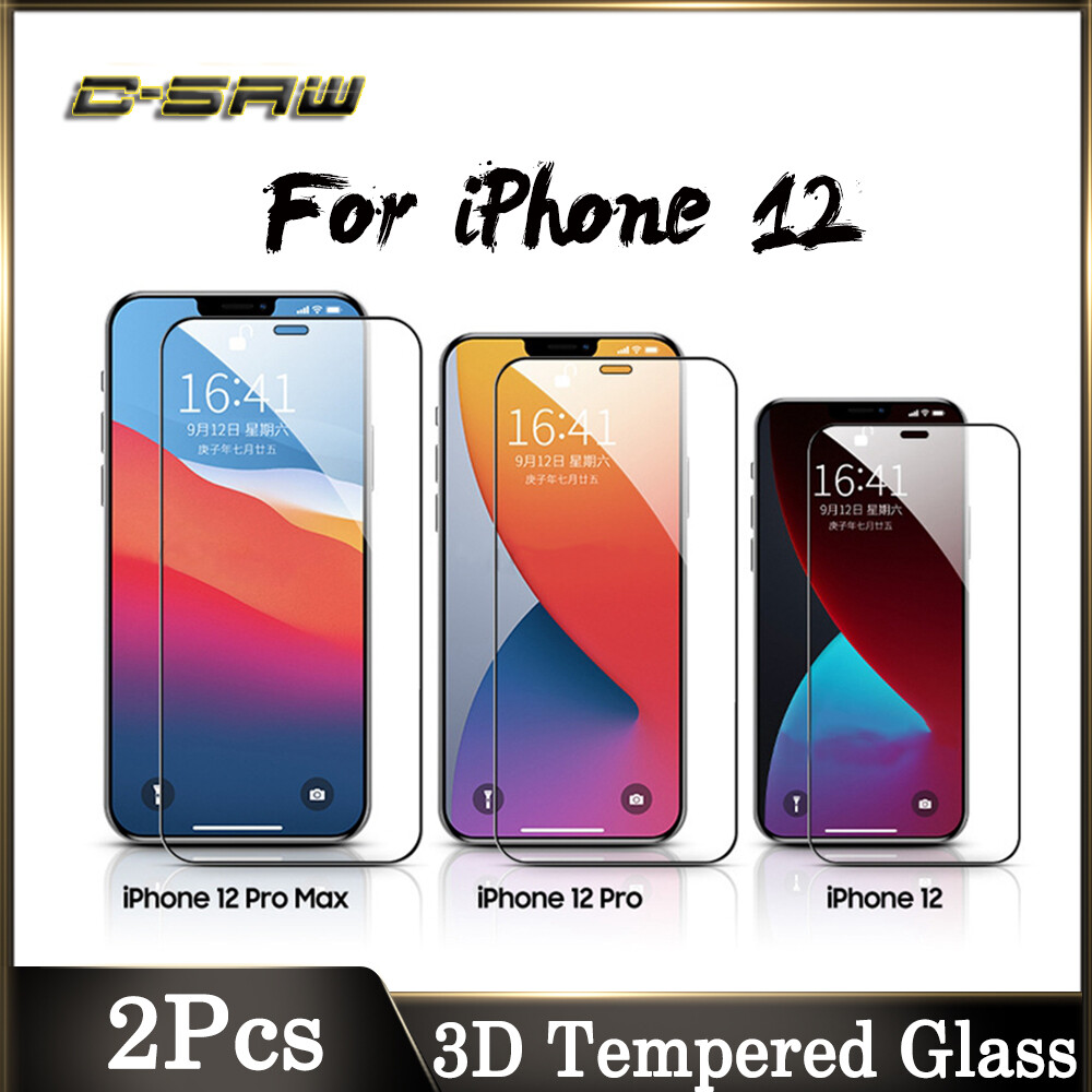 C-SAW 2 Miếng Dán Bảo Vệ Màn Hình Bằng Kính Cường Lực 3D Cho iPhone 12 Pro Max Mini 12 Pro Ốp Lưng Toàn Thân Vỏ Bảo Vệ Màn Hình Viền Cong