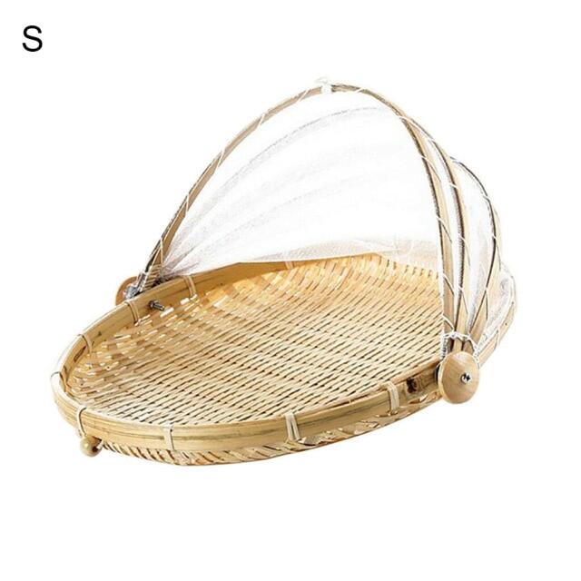 Giỏ lều bằng tre mới 2020 khay đan bằng tay hộp đựng trái cây thực phẩm chống bọ lưới đựng đồ nhà bếp