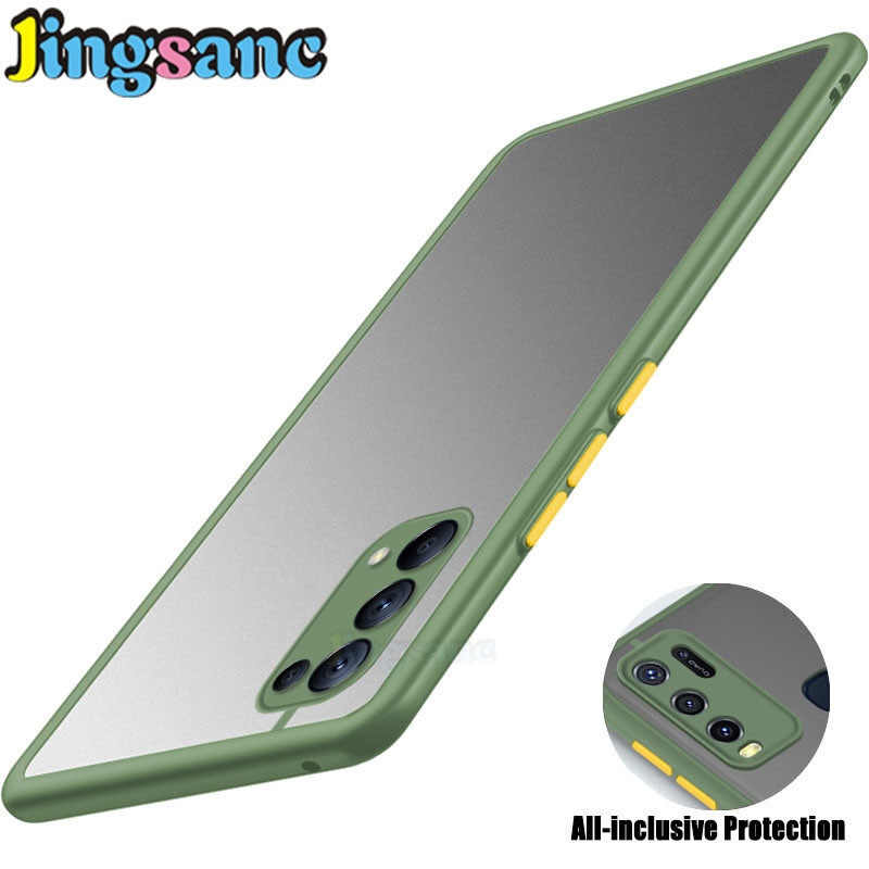 Jingsanc Cho OPPO Reno5 2020 Trường Hợp Điện Thoại Ốp Mờ Mờ Thời Trang Ốp Lưng Nhựa PC Mờ Cứng Chống Sốc + Viền TPU Mềm Bảo Vệ Cho OPPO Reno 5