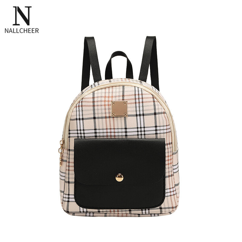 Nallcheer ba lô nữ thời trang in họa tiết ca rô ba lô mini