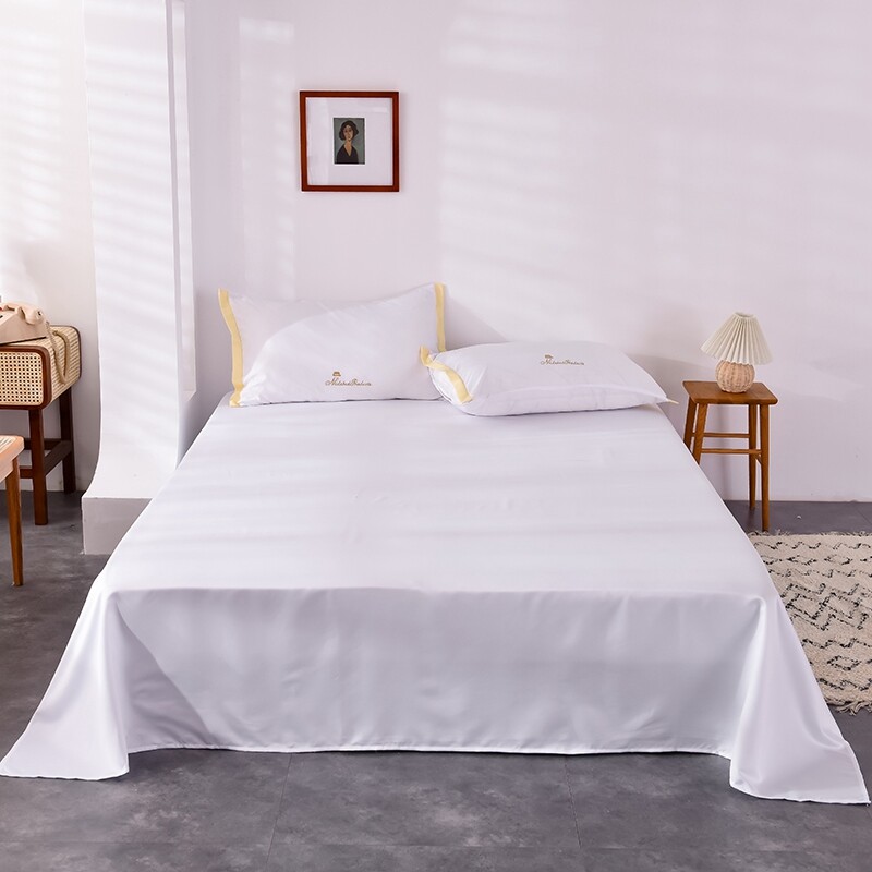 Ga trải giường phẳng satin sang trọng ga trải giường bằng lụa bảo vệ nệm màu trơn cho người lớn bán sỉ ga trải giường đôi màu đen đỏ mượt