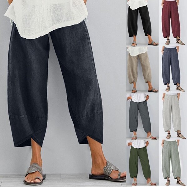 ladies cotton cropped trousers