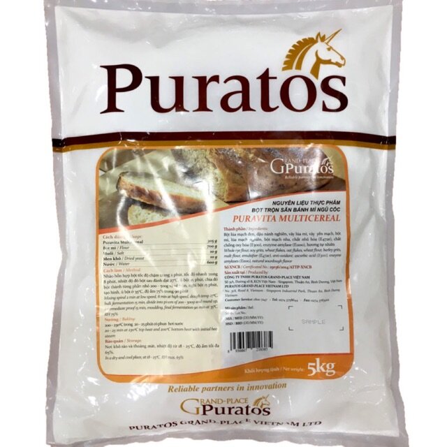 Bột bánh mỳ đen puravita dark rye 5kg