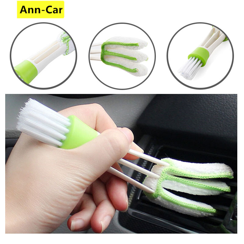 1 chiếc dụng cụ vệ sinh cửa ra điều hòa ô tô trượt kép bàn chải đa năng